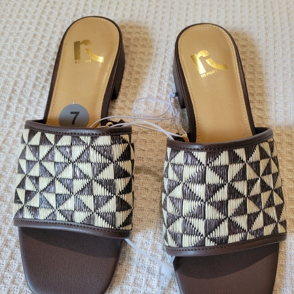 Brown and Cream Women's Slide Sandals - Picture 2 of 12
